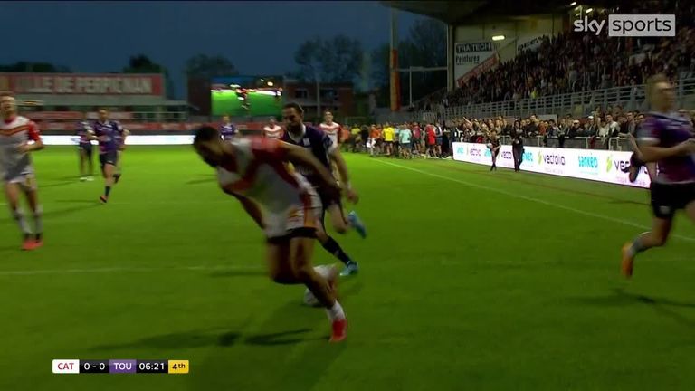 Fouad Yaha sprinted away from inside his own half to finish for the opening try in the all-French Super League clash between Catalans Dragons and Toulouse Olympique