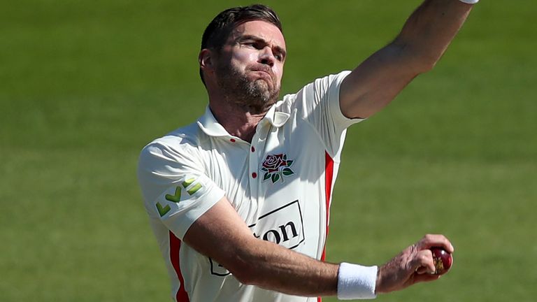 James Anderson went wicketless on day one of Lancashire's County Championship game at home to Gloucestershire