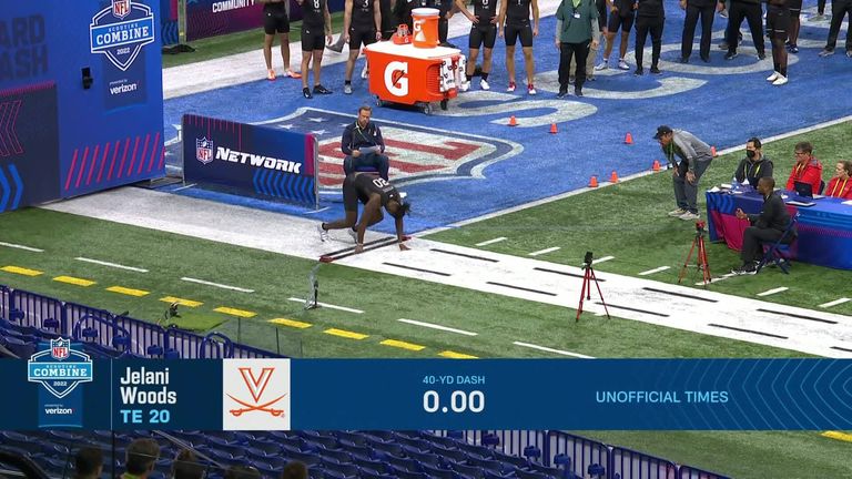 Virginia tight end Jelani Woods runs an official 4.61-second 40-yard dash at 2022 NFL Scouting Combine