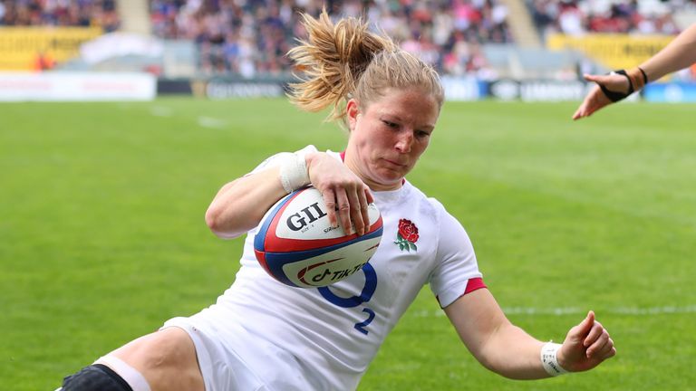 Wing Lydia Thompson scored twice for England on the day