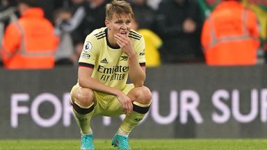 Arsenal's Martin Odegaard appears dejected after the Premier League defeat to Newcastle