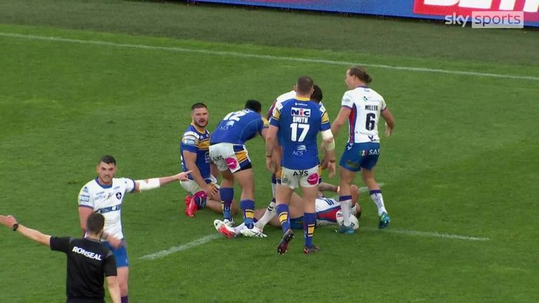 Leeds Rhinos' James Bentley was sin binned for this high tackle on Friday evening. 