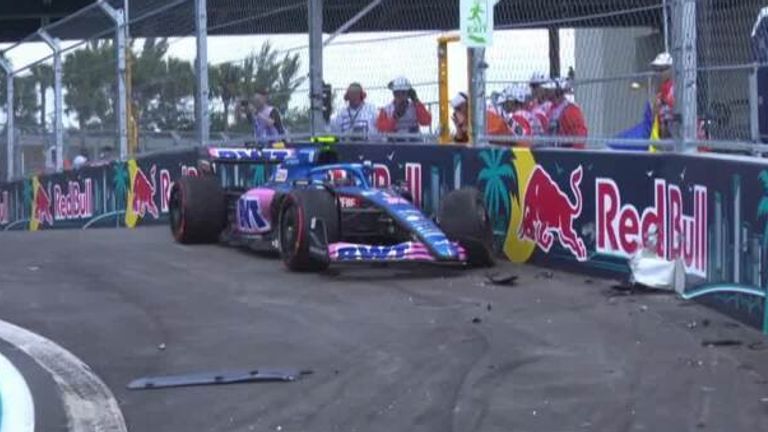 Esteban Ocon lost control of his car on Turn 14, the same spot as Carlos Sainz in P2 and the car damage leaves qualifying in doubt for the Frenchman