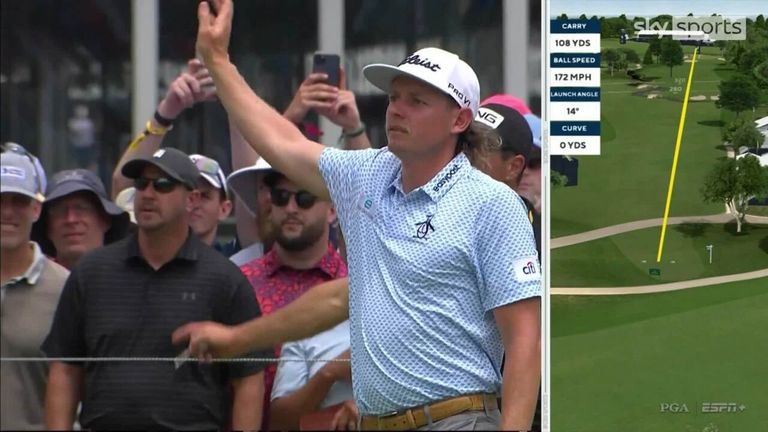 Cameron Smith's stray tee shot at the second hole hit fellow player Aaron Wise on the opposite fairway during the second round of the PGA Championship. 