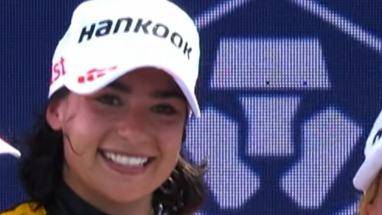 Jamie Chadwick talks after her second W Series win in Miami and is joined by Nerea Marti and Alice Powell who made up the podium places