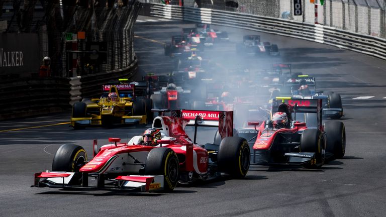 Leclerc led from pole in the 2017 F2 Monaco Grand Prix