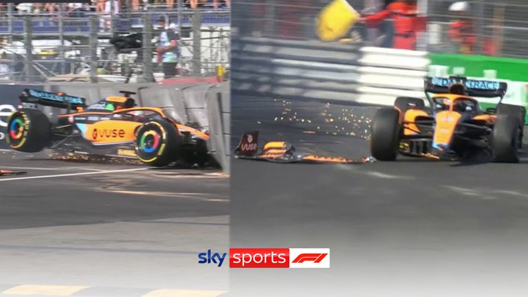 Daniel Ricciardo lost control of his McLaren and crashed into the barriers at Monaco's swimming pool chicane. 