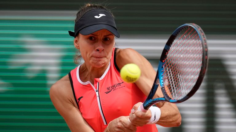 Magda Linette fought back from a set down to defeat Ons Jabeur in their first-round match at the French Open
