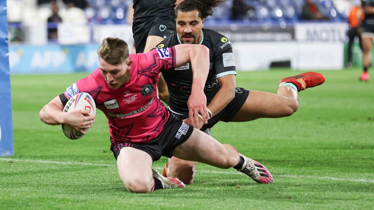 Matty Nicholson scored two tries for Wigan on his debut for the club