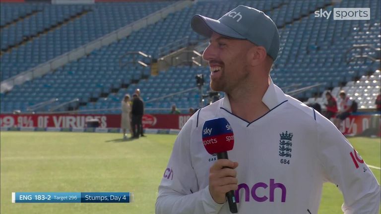 Jack Leach gave his thoughts late on day four of Tuesday's test against New Zealand, after the bowler won the backstrokes.