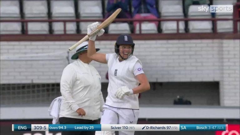 Watch the moment Davidson-Richards scored a hundred in her first Test innings