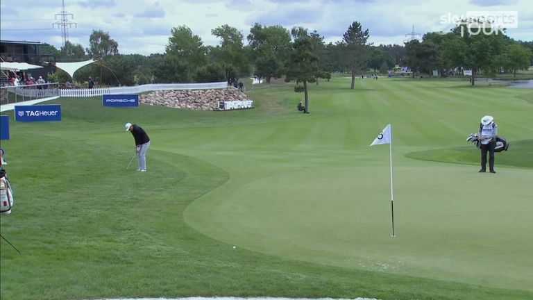 Highlights of the opening round of the European Open from the Green Eagle course in Hamburg