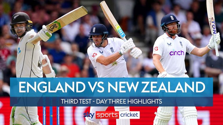 Highlights from day three of the third LV= Insurance Test between England and New Zealand at Headingley