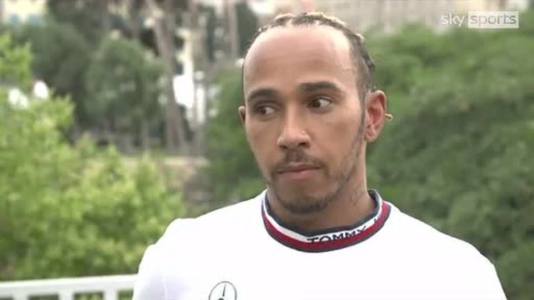 Lewis Hamilton speaks to Sky Sports after the first day of practice at the Azerbaijan Grand Prix in Baku