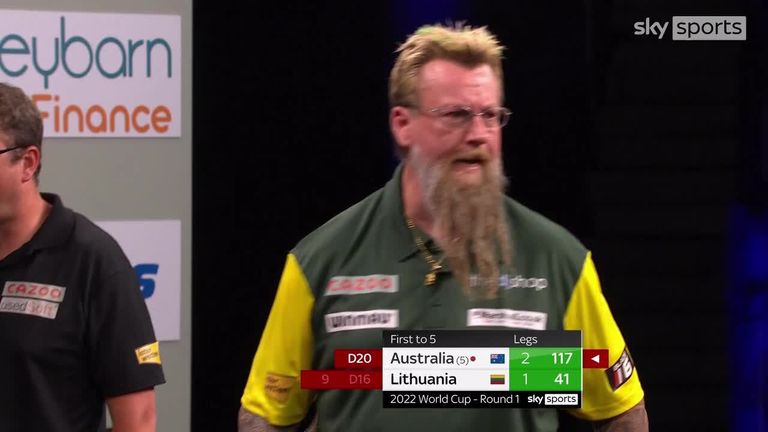 Simon Whitlock took out a 117 finish during Australia's win over Lithuania
