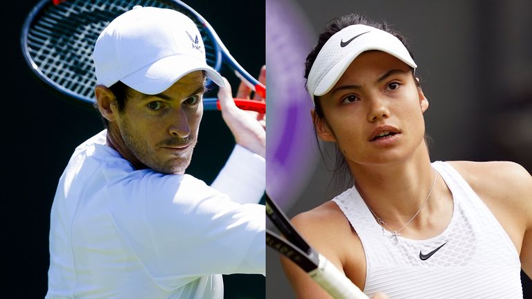 Andy Murray and Emma Raducanu will be in action on Center Court on Monday