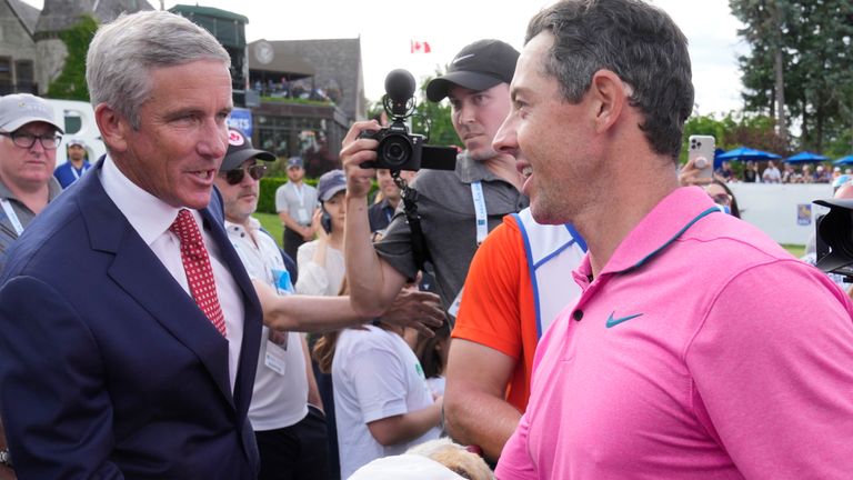 PGA Tour Commissioner Jay Monahan congratulated Rory McIlroy on defending his RBC Canadian Open title 