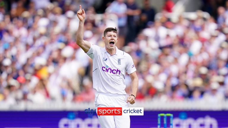 Matthew Potts takes a wicket with his fifth ball in Test cricket as he dismisses New Zealand captain Kane Williamson for two.  