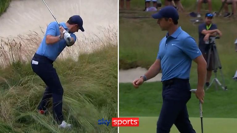 Best double-bogey ever?  Watch Rory McIlroy limit the damage after the 'horror show' in the fescue during the second round at the US Open