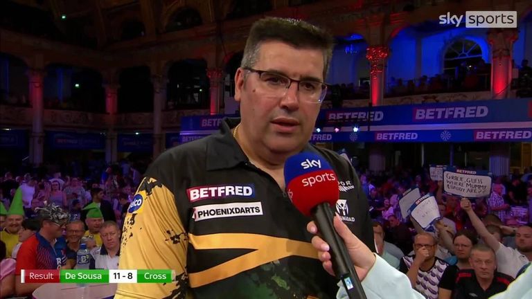 An emotional Jose de Sousa says it meant to lot to him to reach the World Matchplay quarter-finals