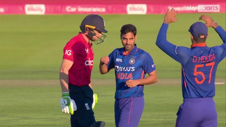 Jos Buttler was bowled by Bhuvneshwar Kumar for a golden duck during England's defeat