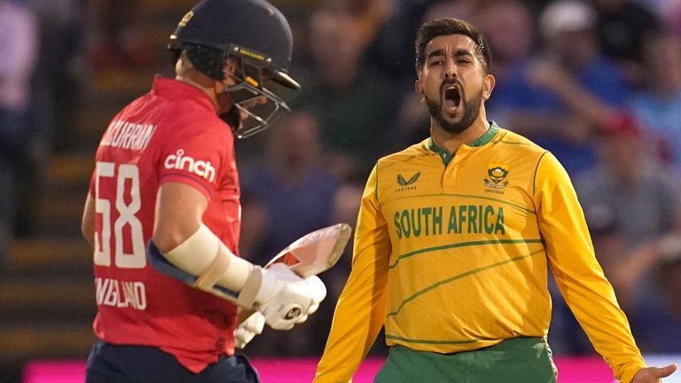 Tabraiz Shamsi took three wickets as South Africa beat England by 58 runs in Cardiff