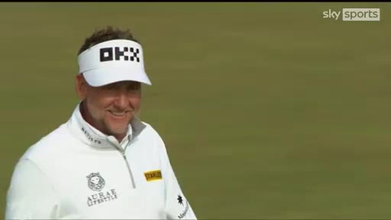 Ian Poulter holed out from 160 feet for a remarkable eagle at the ninth as he moved top of the leaderboard
