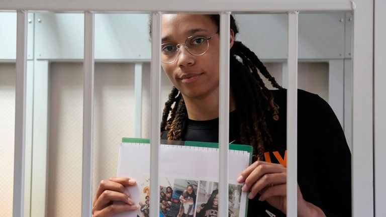 Griner held up personal photos during the hearing