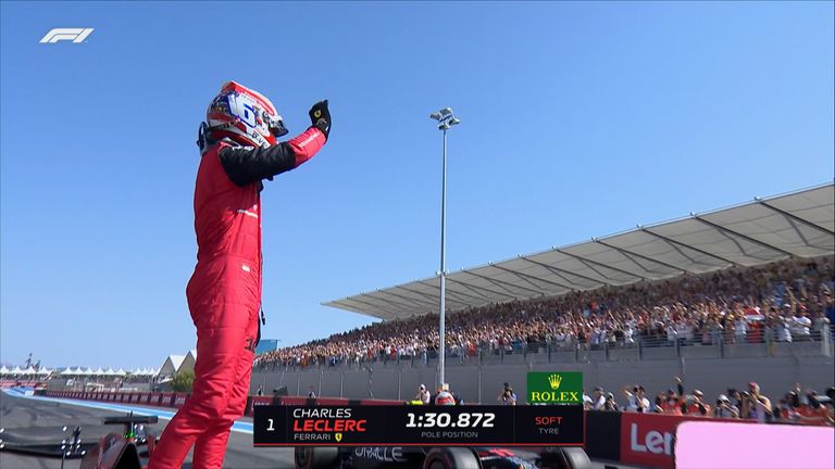 Charles Leclerc takes pole position for the French GP, ahead of Max Verstappen and Sergio Perez.