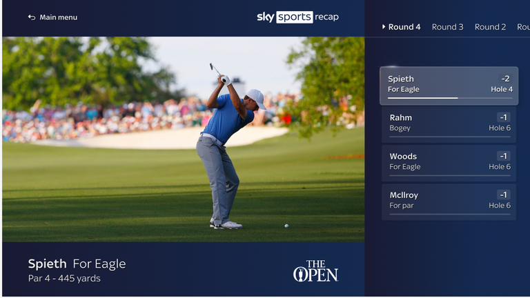 Try out Sky Sports' recap feature throughout The 150th Open Championship