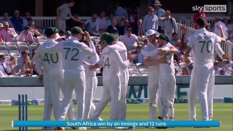 The towering Marco Jansen bowled James Anderson to seal South Africa's innings win in the first Test