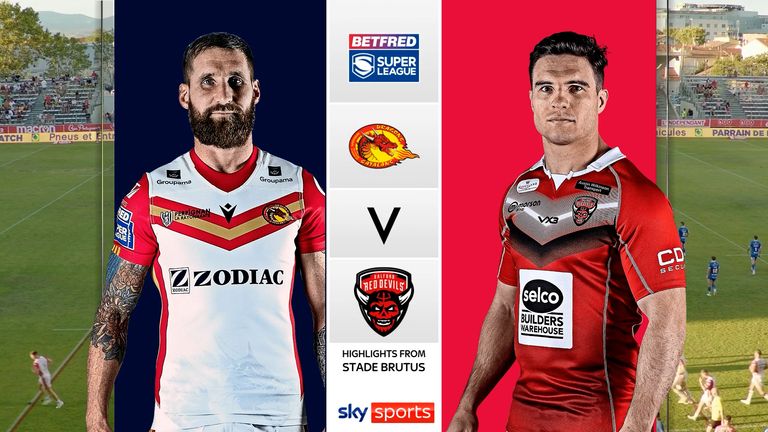 Highlights of the Super League clash between the Catalans Dragons and the Salford Red Devils
