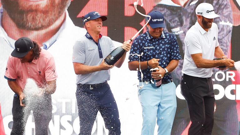 The 4 Aces Team of Pat Perez, Talor Gooch, Patrick Reed and Dustin Johnson won the team event for the second successive event