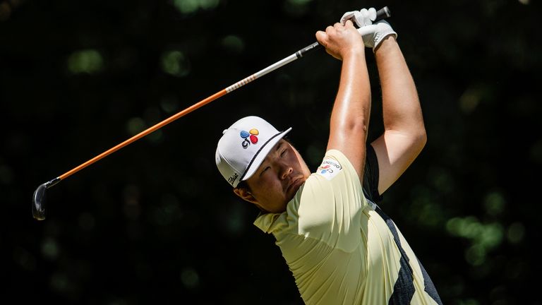 South Korea's Sung-Jae Im is tied for the lead with Brandon Wu at the weather-affected Wyndham Championship