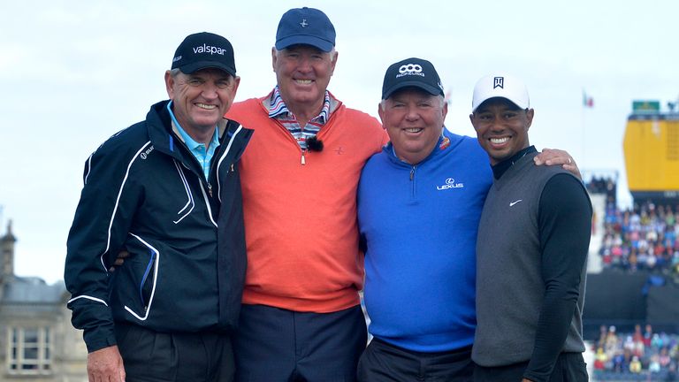 Weiskopf (second left), played alongside Nick Price (left) Mark O'Meara (second right) and Tiger Woods (right) during the Champions Challenge at St Andrews in 2015 
