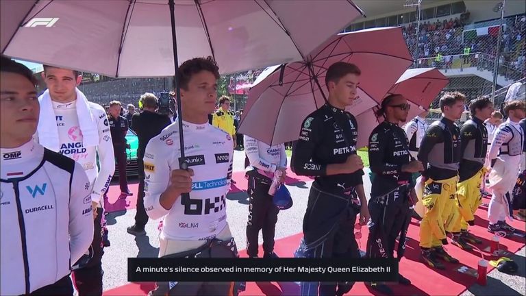 An impeccably observed minute's silence was followed by a round of applause for Queen Elizabeth II from both on the grid and in the grandstands at the Italian GP.