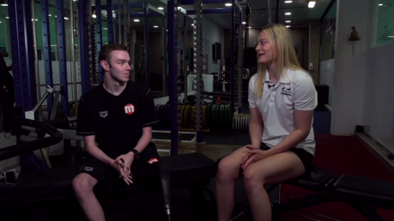 Paralympic swimming champion Hannah Russell meets para-swimmer Ethan Naisbitt