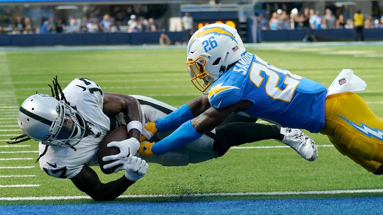Las Vegas Raiders wide receiver for the team's debut Davante Adams was a stunning prime-time fingertips grab