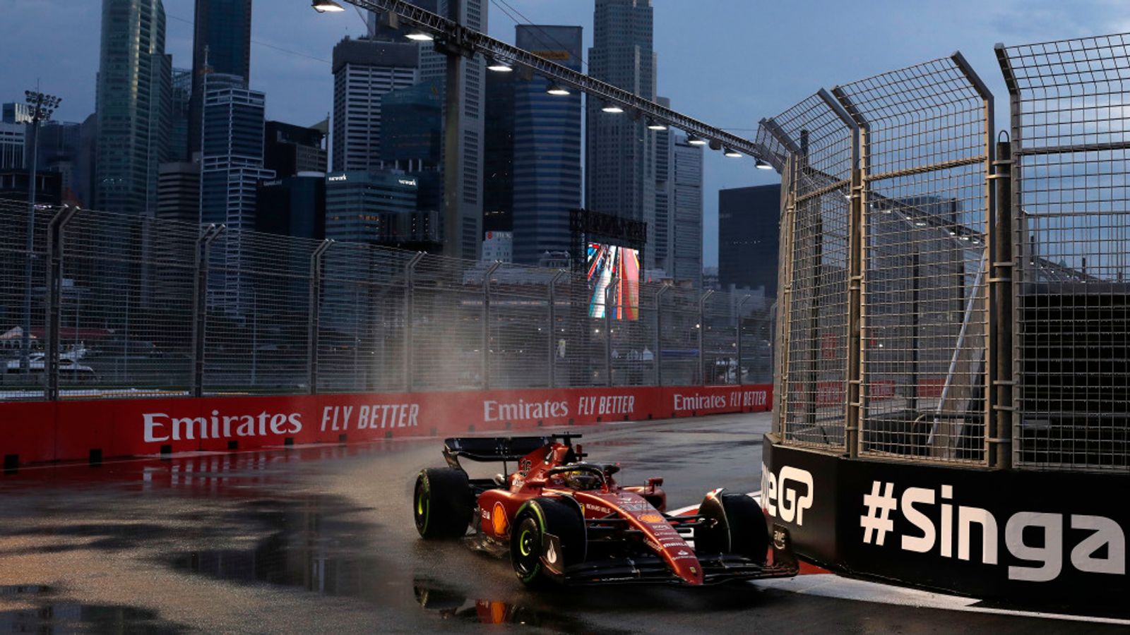 GP de Singapur: Charles Leclerc es el más rápido para Ferrari en la Práctica 3 sobre mojado antes de la clasificación