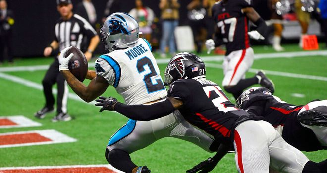 Carolina Panthers running back Christian McCaffrey (22) warms up before an  NFL football game against the Washington Football Team Sunday, Nov. 21,  2021, in Charlotte, N.C. (AP Photo/Jacob Kupferman Stock Photo - Alamy