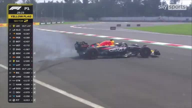 Max Verstappen spins his Red Bull out of control in P1 at Mexico City Grand Prix