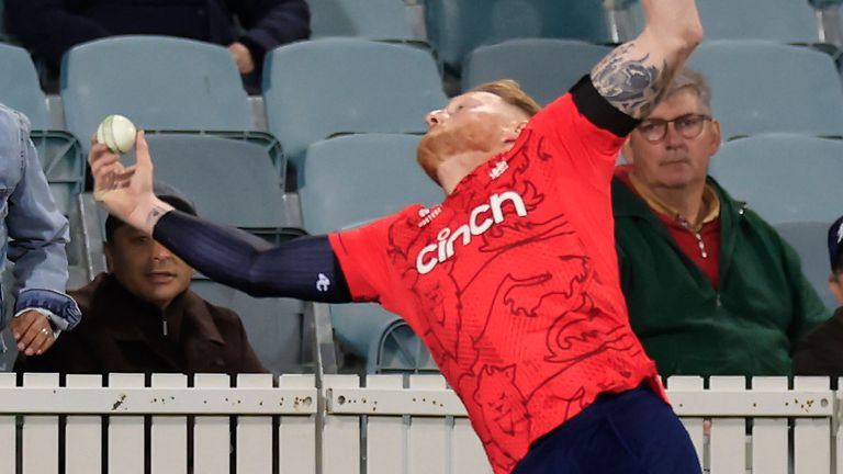 Stokes pulled off a remarkable boundary save during England's win over in Australia in Canberra on Wednesday