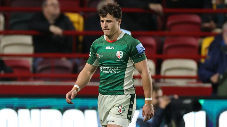 London Irish's Henry Arundell limped off with a foot injury, in the same game as May on Friday 