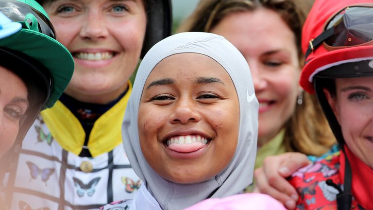 Khadijah Mellah is the UK's first female Muslim jockey and also became the first rider to race in a hijab in Britain