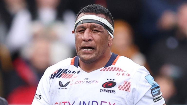 Mako Vunipola received the first red card of his career in the second half against Newcastle 