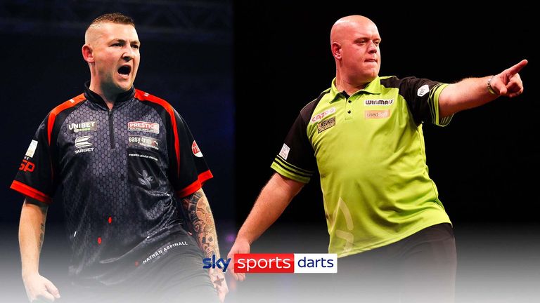 Watch the top checks from the semi-final night at the World Grand Prix in Leicester as Nathan Aspinall and Michael van Gerwen reach the final