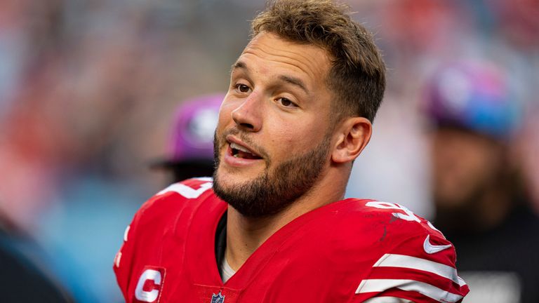 Can San Francisco 49ers star defensive end Nick Bosa get the better of the Philadelphia Eagles offensive line on Sunday night?