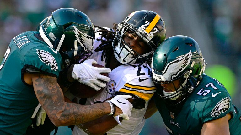 Watch all of the highlights from the matchup between the Philadelphia Eagles and the Pittsburgh Steelers in Week Eight of the 2022 NFL season.