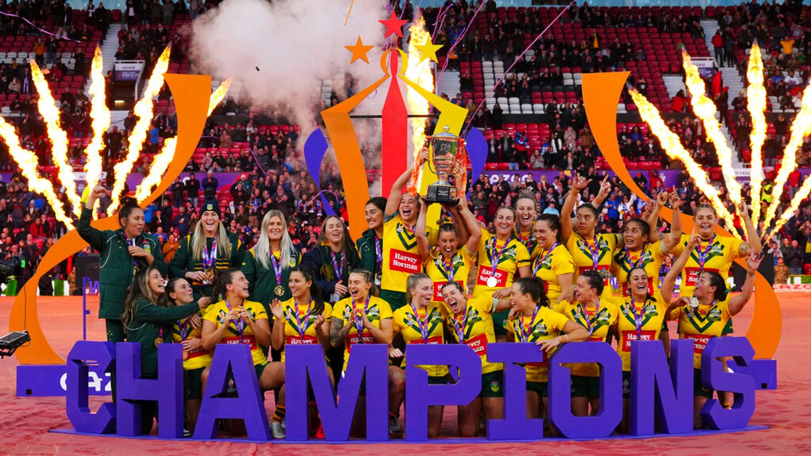 Australia win Women’s Rugby League World Cup Final with 54-4 victory over New Zealand