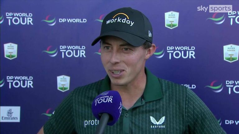 Matt Fitzpatrick says he was 'really pleased' after ending day two of the DP World Tour Championship with a joint lead along with Tyrrell Hatton.